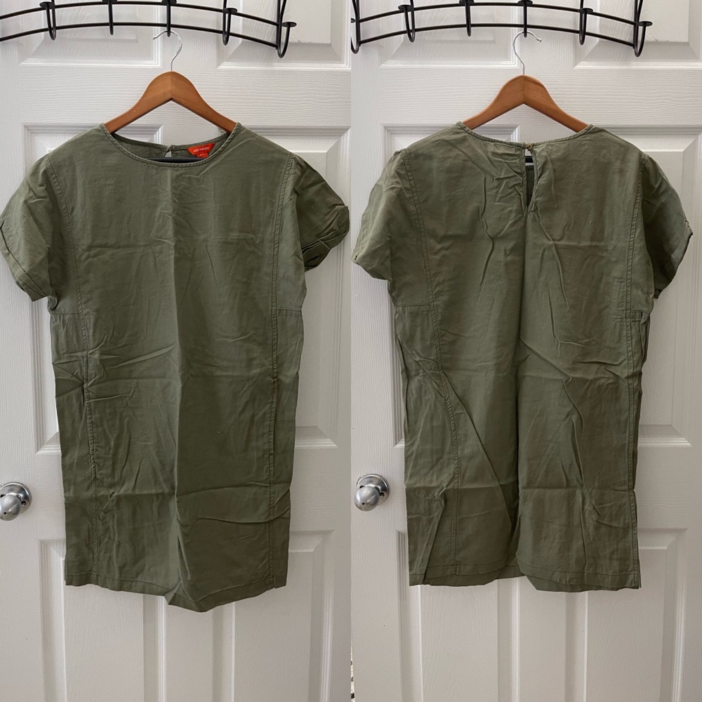 Olive green linen shirt dress Size S